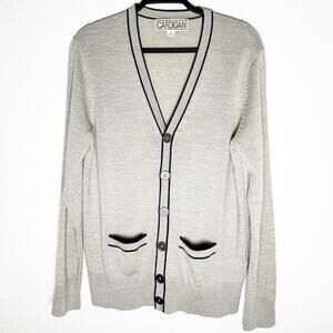 Cardigan Mens Wool Button Front Cardigan Sweater Gray Classic Preppy Academia XS